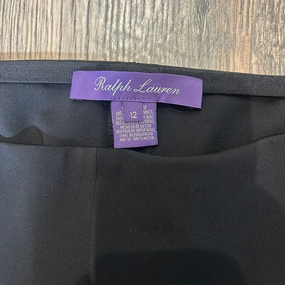 Ralph Lauren Purple Lable Ponte Ankle Zip Black Pants Size 12 - Picture 2 of 3
